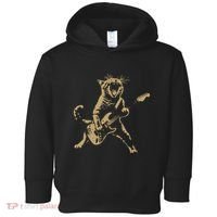Rock Cat Playing Guitar Funny Guitar Cat Toddler Hoodie thumb 0