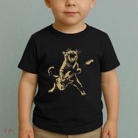 Rock Cat Playing Guitar Funny Guitar Cat Toddler T-Shirt thumb 2