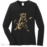 Rock Cat Playing Guitar Funny Guitar Cat Women's Long Sleeve Shirt thumb 0