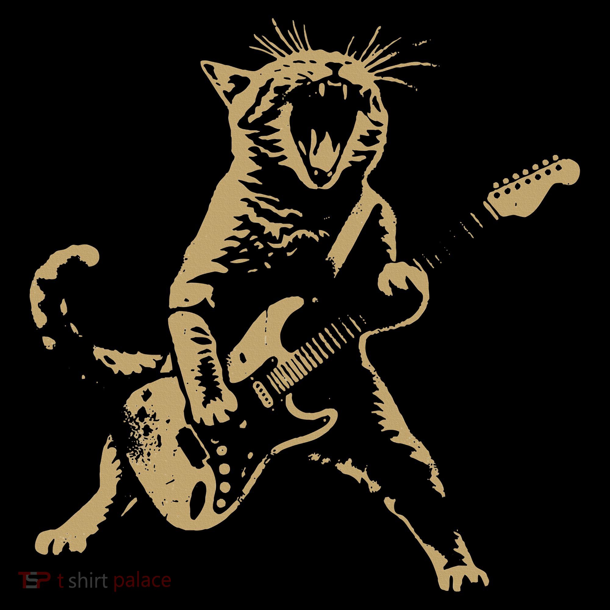 Rock Cat Playing Guitar Funny Guitar Cat Women's Long Sleeve Shirt