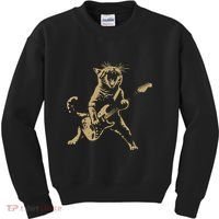 Rock Cat Playing Guitar Funny Guitar Cat Kids Sweatshirt thumb 0