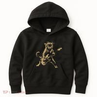 Rock Cat Playing Guitar Funny Guitar Cat Kids Hoodie thumb 0