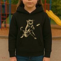 Rock Cat Playing Guitar Funny Guitar Cat Kids Hoodie thumb 3