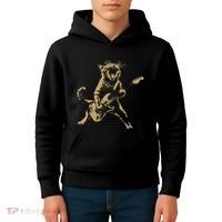Rock Cat Playing Guitar Funny Guitar Cat Kids Hoodie thumb 4