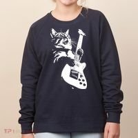 Rock Cat Playing Guitar Funny Guitar Cat Women's Sweatshirt thumb 0