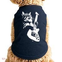 Rock Cat Playing Guitar Funny Guitar Cat Doggie Tank thumb 0