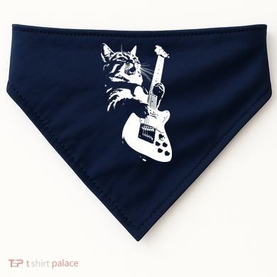 Rock Cat Playing Guitar Funny Guitar Cat USA-Made Doggie Bandana