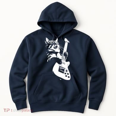 Rock Cat Playing Guitar Funny Guitar Cat Hoodie