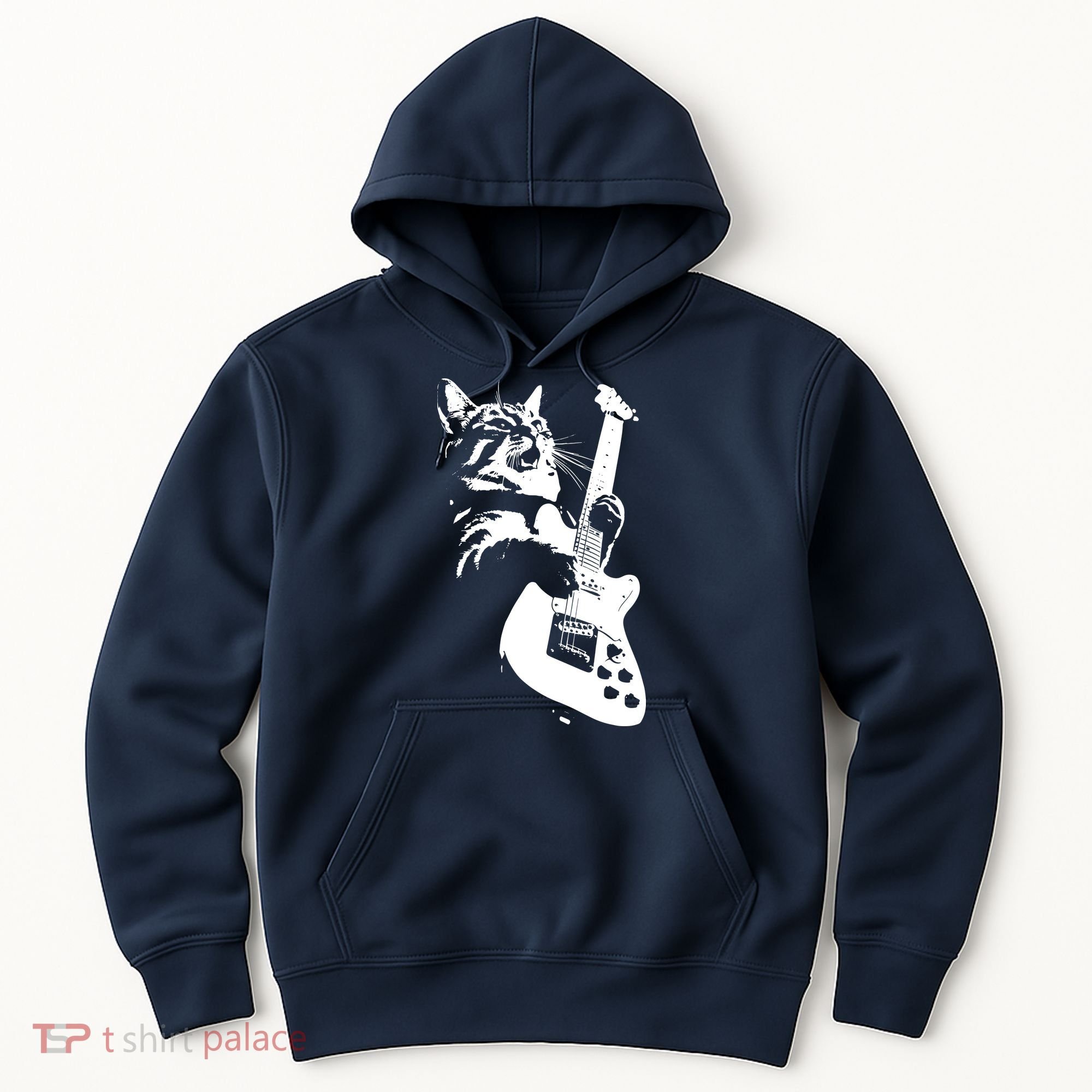 Rock Cat Playing Guitar Funny Guitar Cat Hoodie