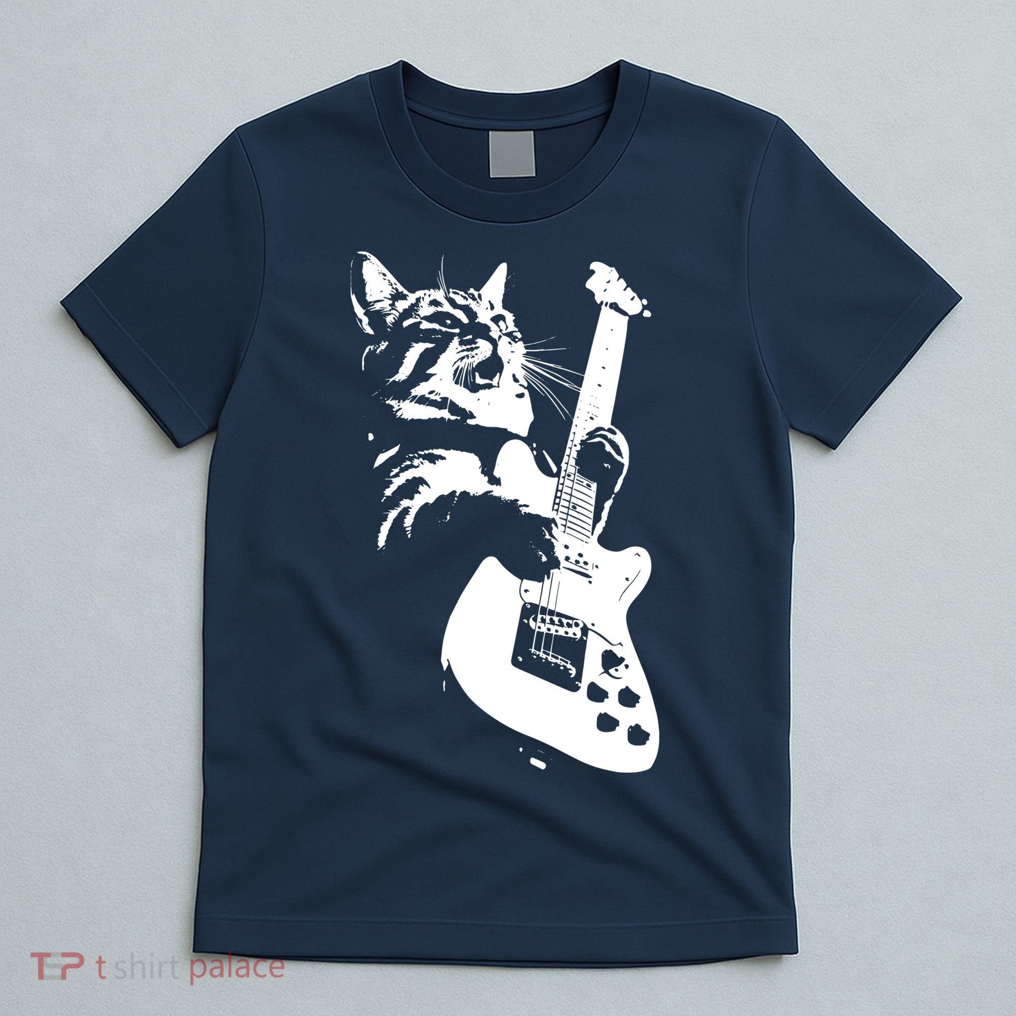 Rock Cat Playing Guitar Funny Guitar Cat T-Shirt