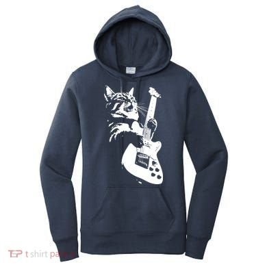 Rock Cat Playing Guitar Funny Guitar Cat Women's Hoodie