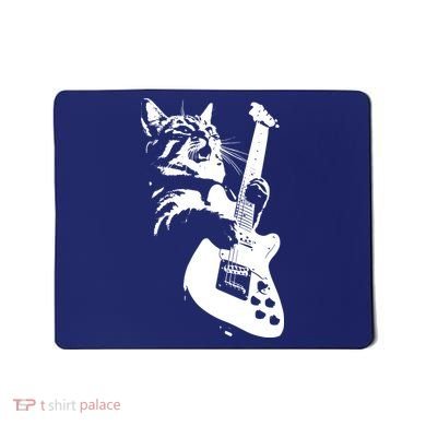 Rock Cat Playing Guitar Funny Guitar Cat Mousepad