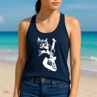 Rock Cat Playing Guitar Funny Guitar Cat Women's Tank Top thumb 2