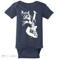 Rock Cat Playing Guitar Funny Guitar Cat Baby Bodysuit thumb 0