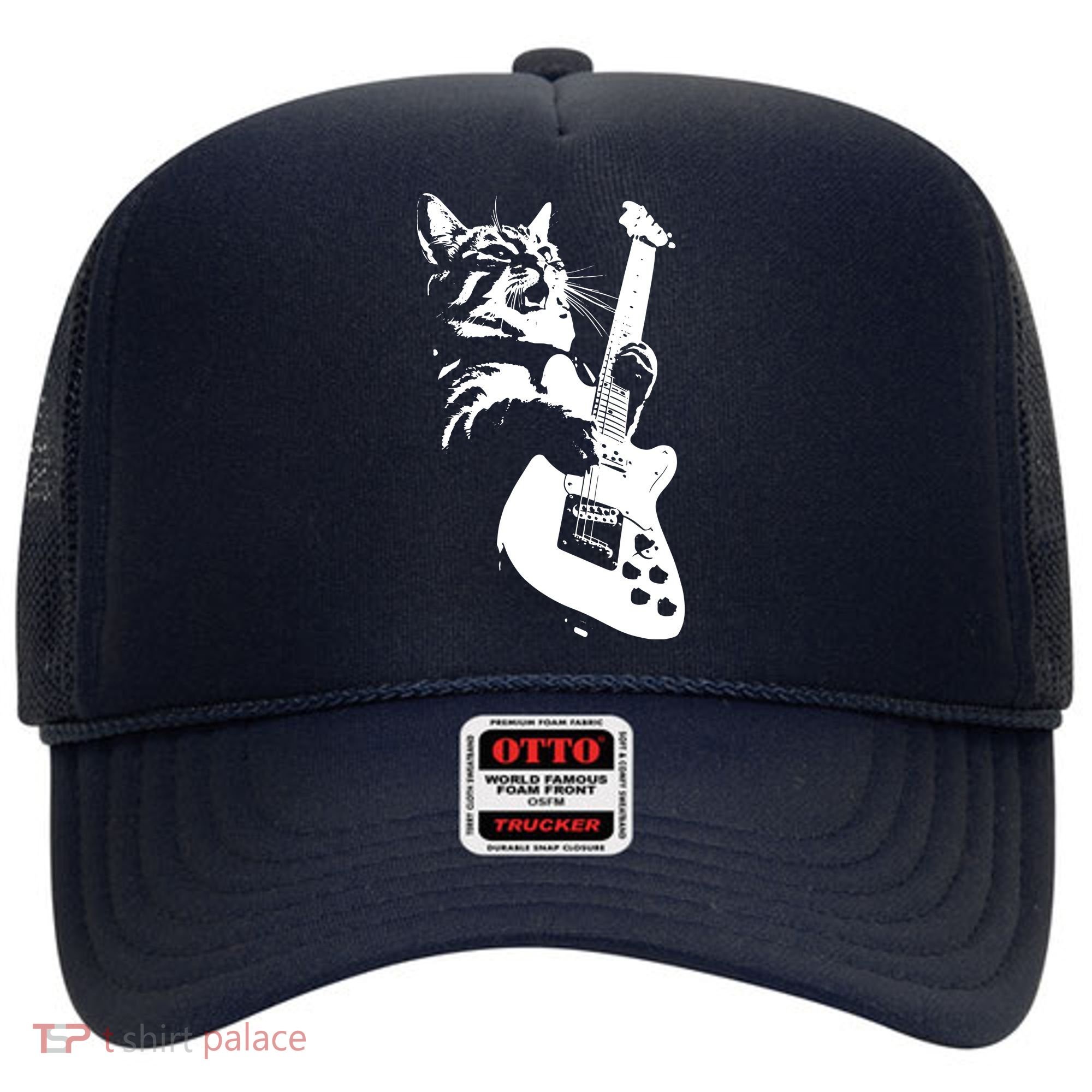 Rock Cat Playing Guitar Funny Guitar Cat Hat