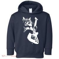 Rock Cat Playing Guitar Funny Guitar Cat Toddler Hoodie thumb 0