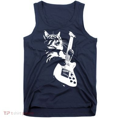 Rock Cat Playing Guitar Funny Guitar Cat Tank Top
