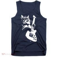Rock Cat Playing Guitar Funny Guitar Cat Tank Top thumb 0