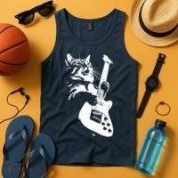 Rock Cat Playing Guitar Funny Guitar Cat Tank Top thumb 4