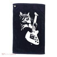 Rock Cat Playing Guitar Funny Guitar Cat Golf Towel thumb 0