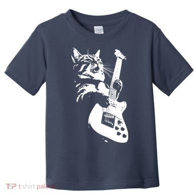 Rock Cat Playing Guitar Funny Guitar Cat Toddler T-Shirt
