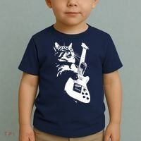 Rock Cat Playing Guitar Funny Guitar Cat Toddler T-Shirt thumb 2