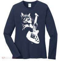 Rock Cat Playing Guitar Funny Guitar Cat Women's Long Sleeve Shirt thumb 0