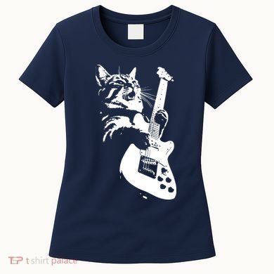 Rock Cat Playing Guitar Funny Guitar Cat Women's T-Shirt