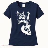 Rock Cat Playing Guitar Funny Guitar Cat Women's T-Shirt thumb 0