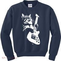Rock Cat Playing Guitar Funny Guitar Cat Kids Sweatshirt thumb 0