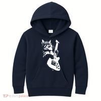 Rock Cat Playing Guitar Funny Guitar Cat Kids Hoodie thumb 0