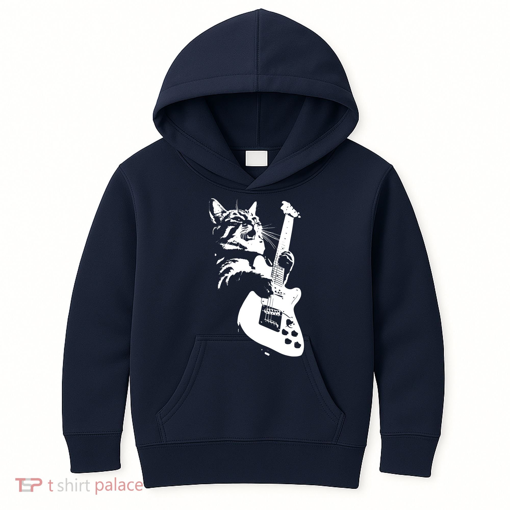 Rock Cat Playing Guitar Funny Guitar Cat Kids Hoodie