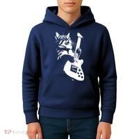 Rock Cat Playing Guitar Funny Guitar Cat Kids Hoodie thumb 4
