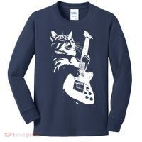Rock Cat Playing Guitar Funny Guitar Cat Kids Long Sleeve Shirt thumb 0
