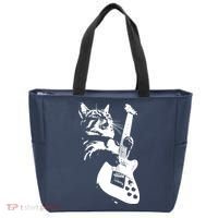 Rock Cat Playing Guitar Funny Guitar Cat Tote Bag thumb 0