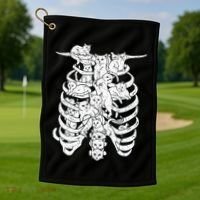 Ribcage Cats Pastel Goth Alt Clothes Aesthetic Egirl Golf Towel thumb 1
