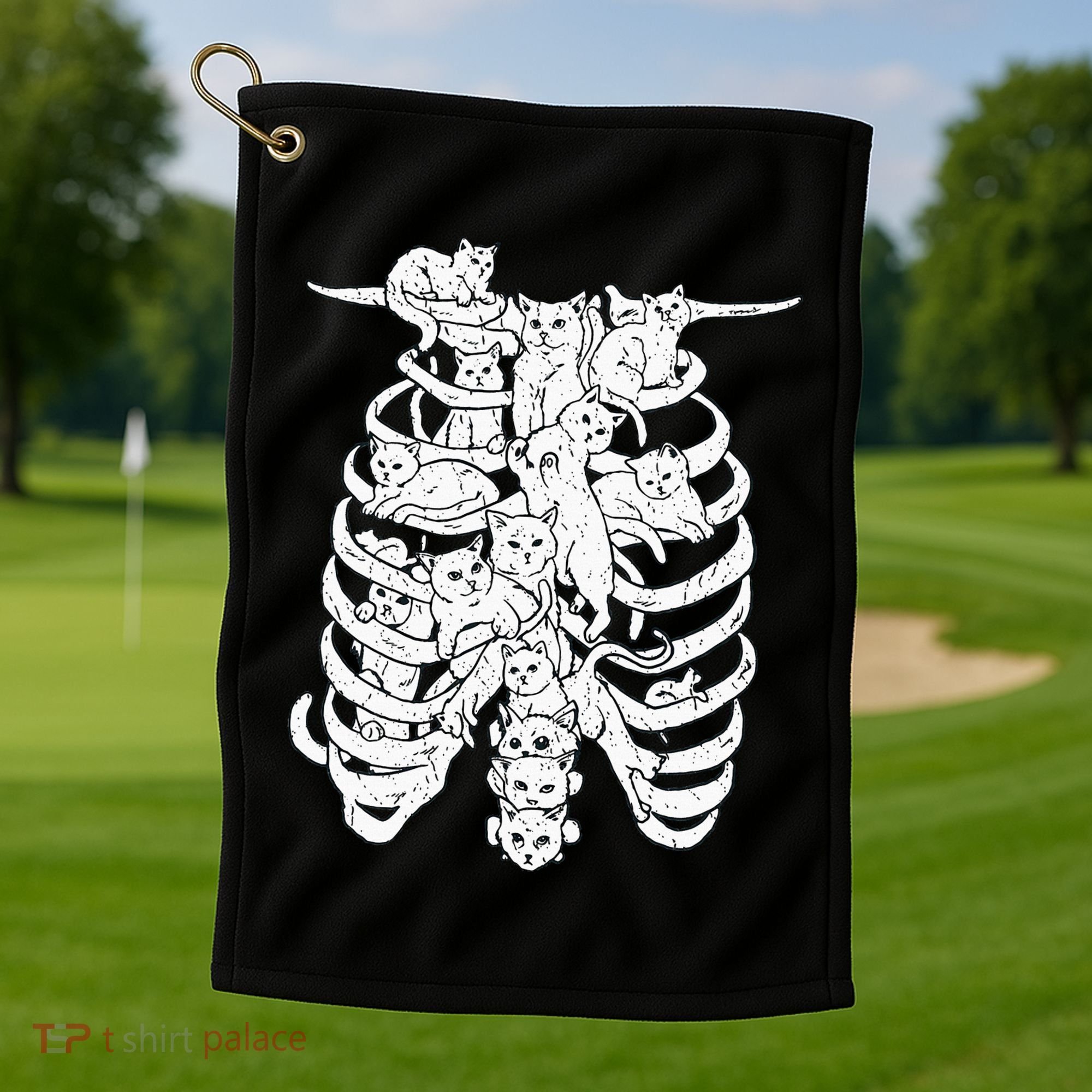 Ribcage Cats Pastel Goth Alt Clothes Aesthetic Egirl Golf Towel