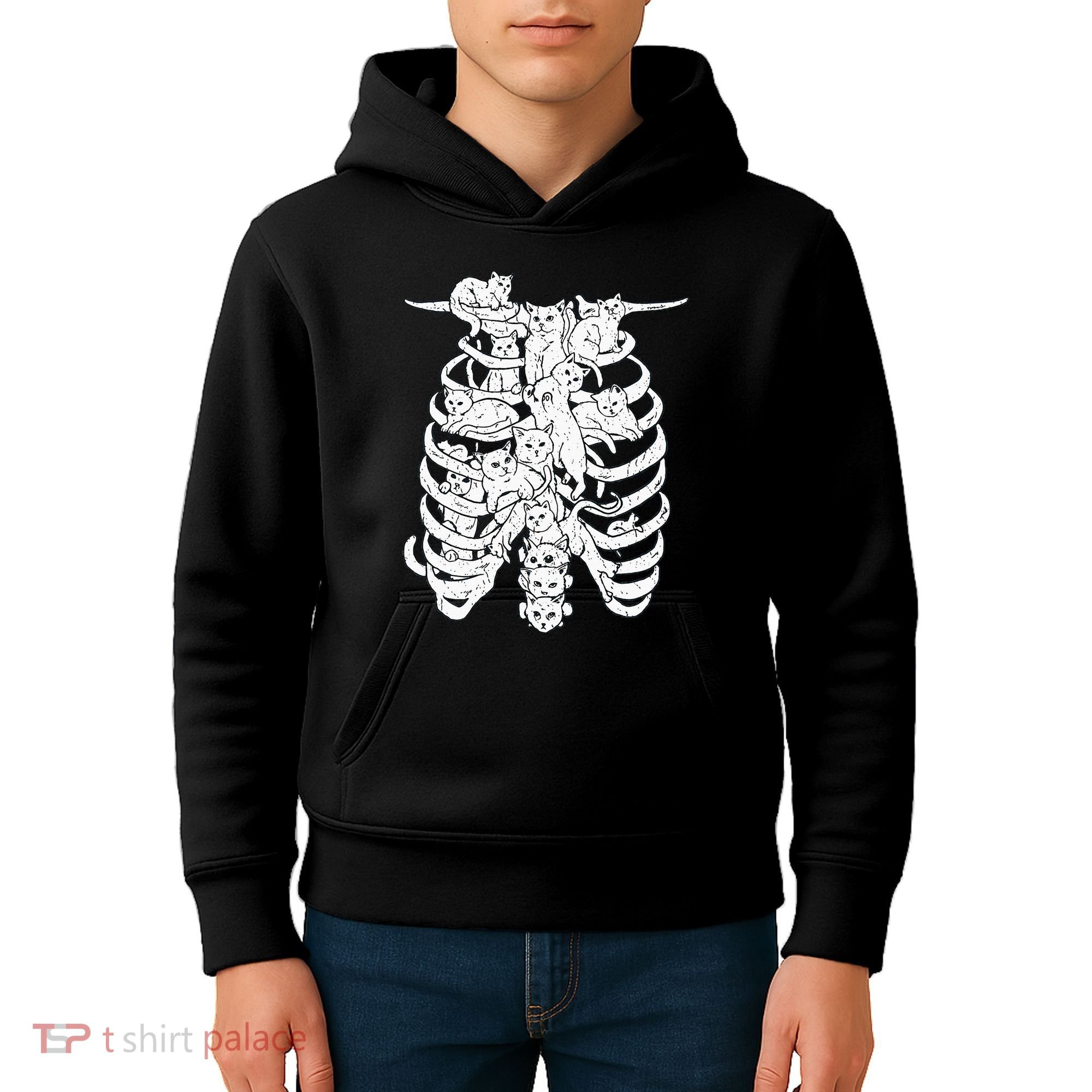 Ribcage Cats Pastel Goth Alt Clothes Aesthetic Egirl Kids Hoodie