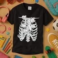 Ribcage Cats Pastel Goth Alt Clothes Aesthetic Egirl Kids T-Shirt thumb 3