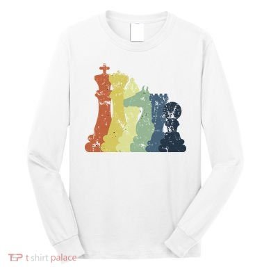 Retro Chess Player Shirt Gift Vintage Chess Pieces Long Sleeve Shirt