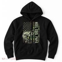 Reel Cool Papa Camouflage American Flag Fathers Day Hoodie thumb 0