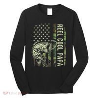 Reel Cool Papa Camouflage American Flag Fathers Day Long Sleeve Shirt thumb 0