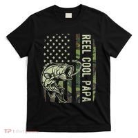 Reel Cool Papa Camouflage American Flag Fathers Day T-Shirt thumb 0