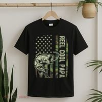 Reel Cool Papa Camouflage American Flag Fathers Day T-Shirt thumb 2