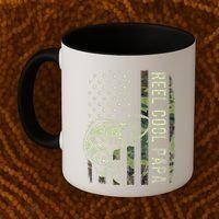 Reel Cool Papa Camouflage American Flag Fathers Day Coffee Mug thumb 2