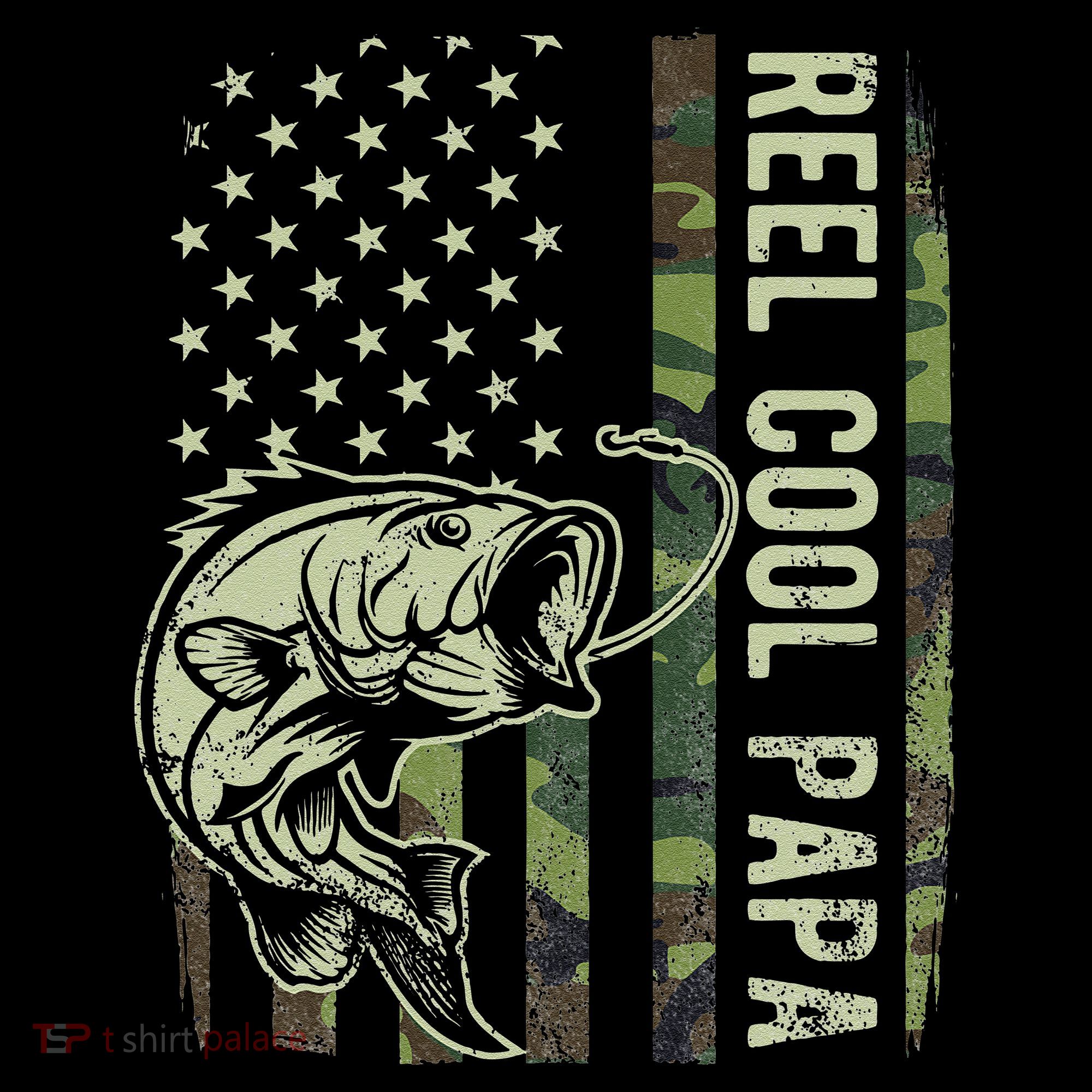 Reel Cool Papa Camouflage American Flag Fathers Day Coffee Mug