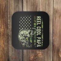 Reel Cool Papa Camouflage American Flag Fathers Day Coaster thumb 0