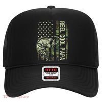 Reel Cool Papa Camouflage American Flag Fathers Day Hat thumb 0