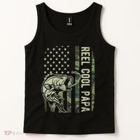 Reel Cool Papa Camouflage American Flag Fathers Day Tank Top thumb 2