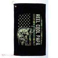 Reel Cool Papa Camouflage American Flag Fathers Day Golf Towel thumb 0